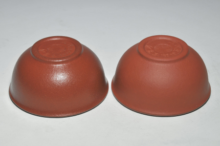 圓之月茶碗r~【二代牙山礫金朱砂】的泡養前後對照圖